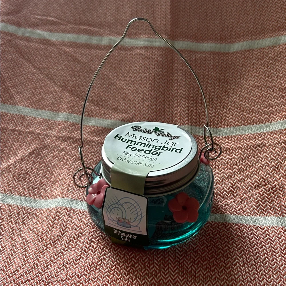 HUMMINGBIRD FEEDER GLASS MASON JAR 6oz WILD WINGS